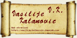 Vasilije Kalanović vizit kartica